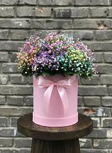 Цветочная композиция из Гипсофила и Розы в шляпной коробке #REPLACE_PRED# Горняке