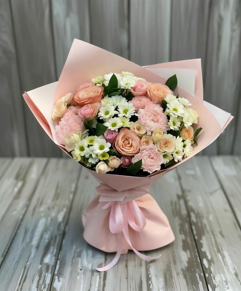 Букет цветов из: Гвоздики, Розы и Хризантемы в Горняке