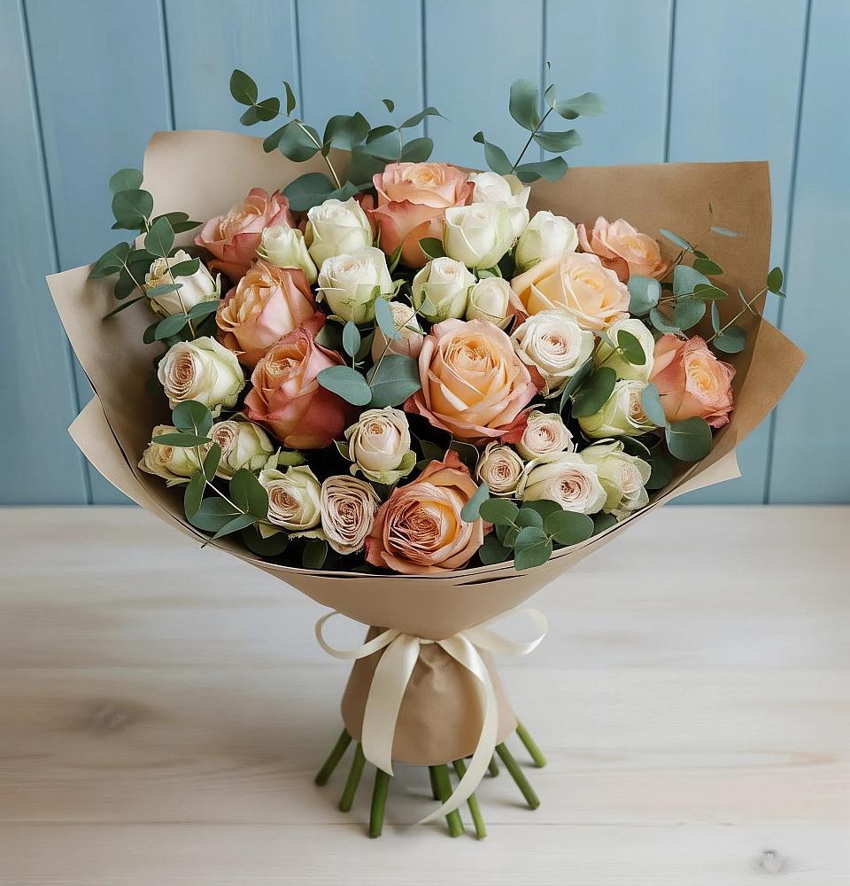 Букет цветов из: Альстромерии и Розы в Горняке