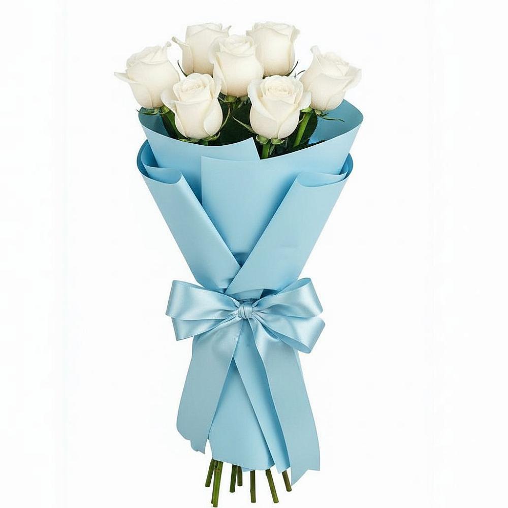 Букет 7 белых роз Проуд в Горняке