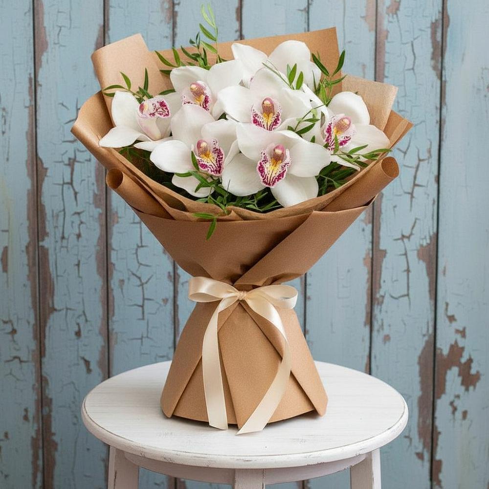Букет цветов из: Орхидеи и Розы в Горняке