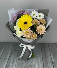 Букет цветов из:  Розы, Герберы и Хризантемы #REPLACE_PRED# Горняке