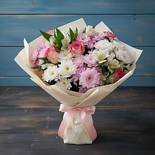 Букет цветов из:  Хризантемы, Альстромерии и Розы #REPLACE_PRED# Горняке