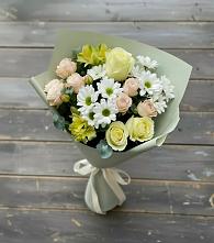 Букет цветов из:  Альстромерии, Розы и Хризантемы в Горняке