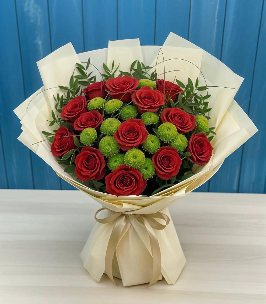 Букет цветов из: Розы и Хризантемы в Горняке