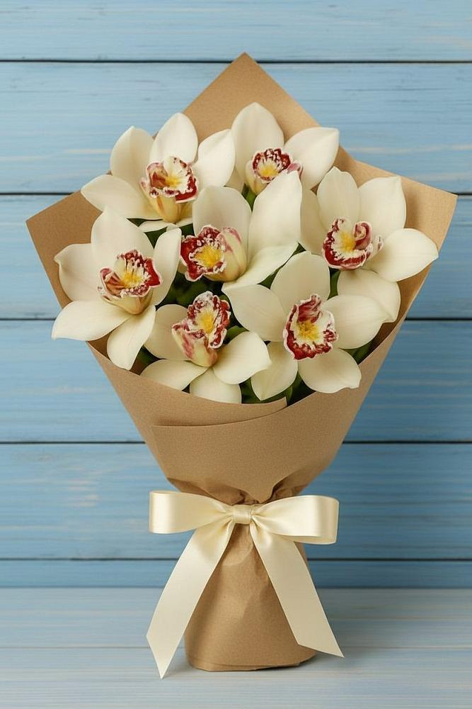 Букет цветов из: Орхидеи и Розы в Горняке